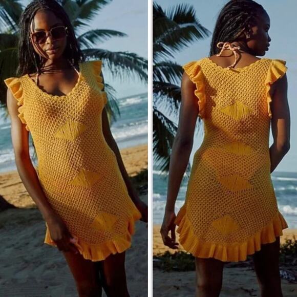 New! Free People Beach Mykonos Sweater Knit Beach Cover‎ Up Dress, size M - Picture 1 of 16